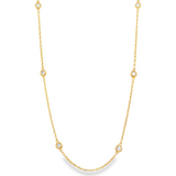 14K Yellow Gold Natural Diamonds Station Necklace