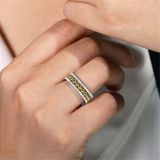 14K White And Yellow Gold Bujukan Wide Band Diamond Ring