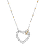 14K White And Yellow Gold Natural Diamonds Heart Necklace