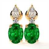 14K Yellow Gold Emeralds Drop Earrings