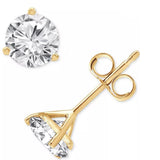 14K Yellow Gold 0.40 CTW Round Natural Diamonds Stud Earrings