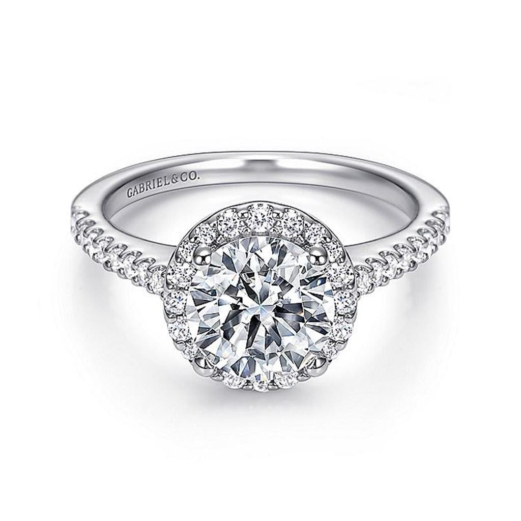 14K White Gold 'Carly' Round Halo Diamond Engagement Ring
