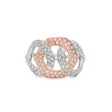14K White And Rose Gold Twisted Natural Diamonds Ring