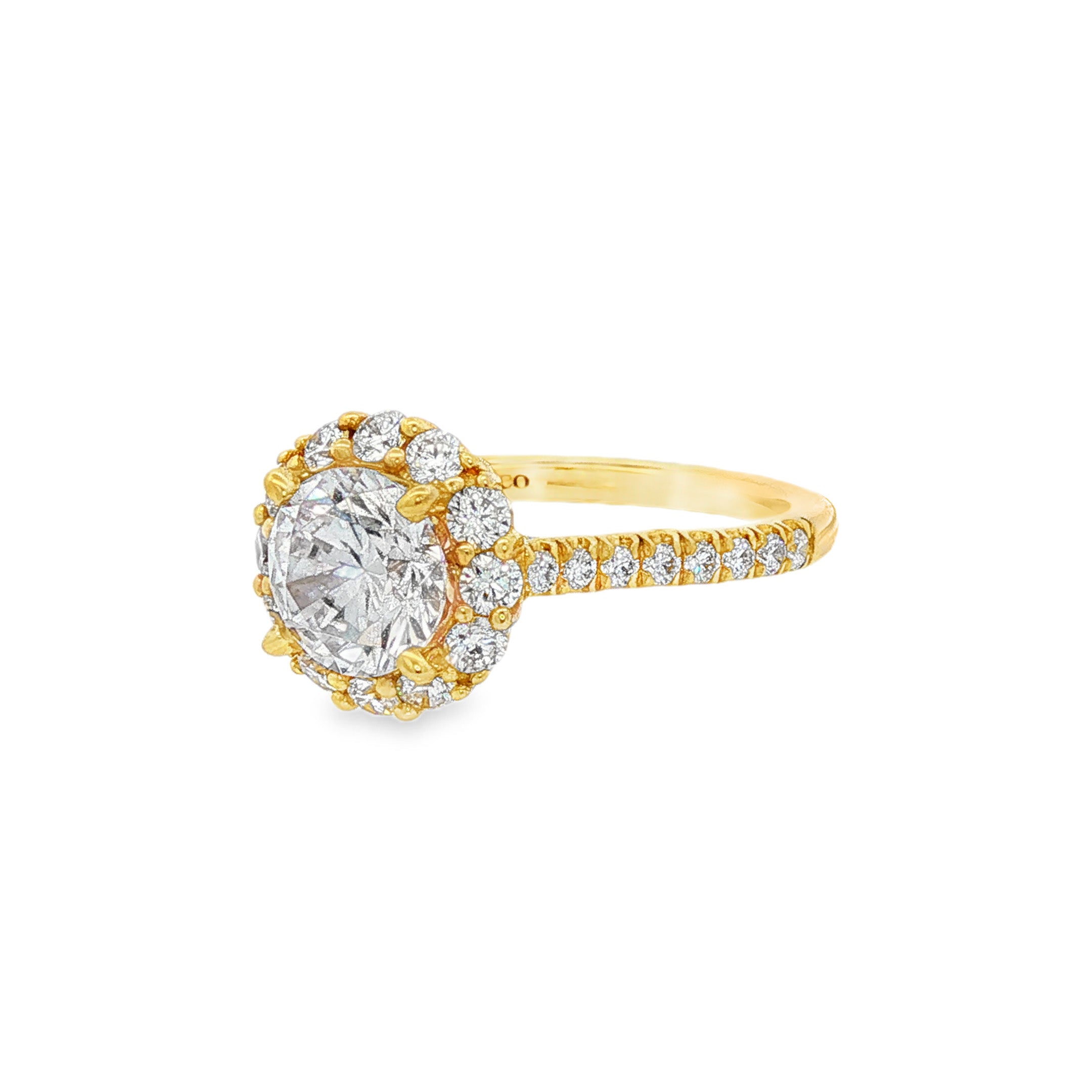 14K Yellow Gold Charmaine Halo Round Diamond Engagement Ring