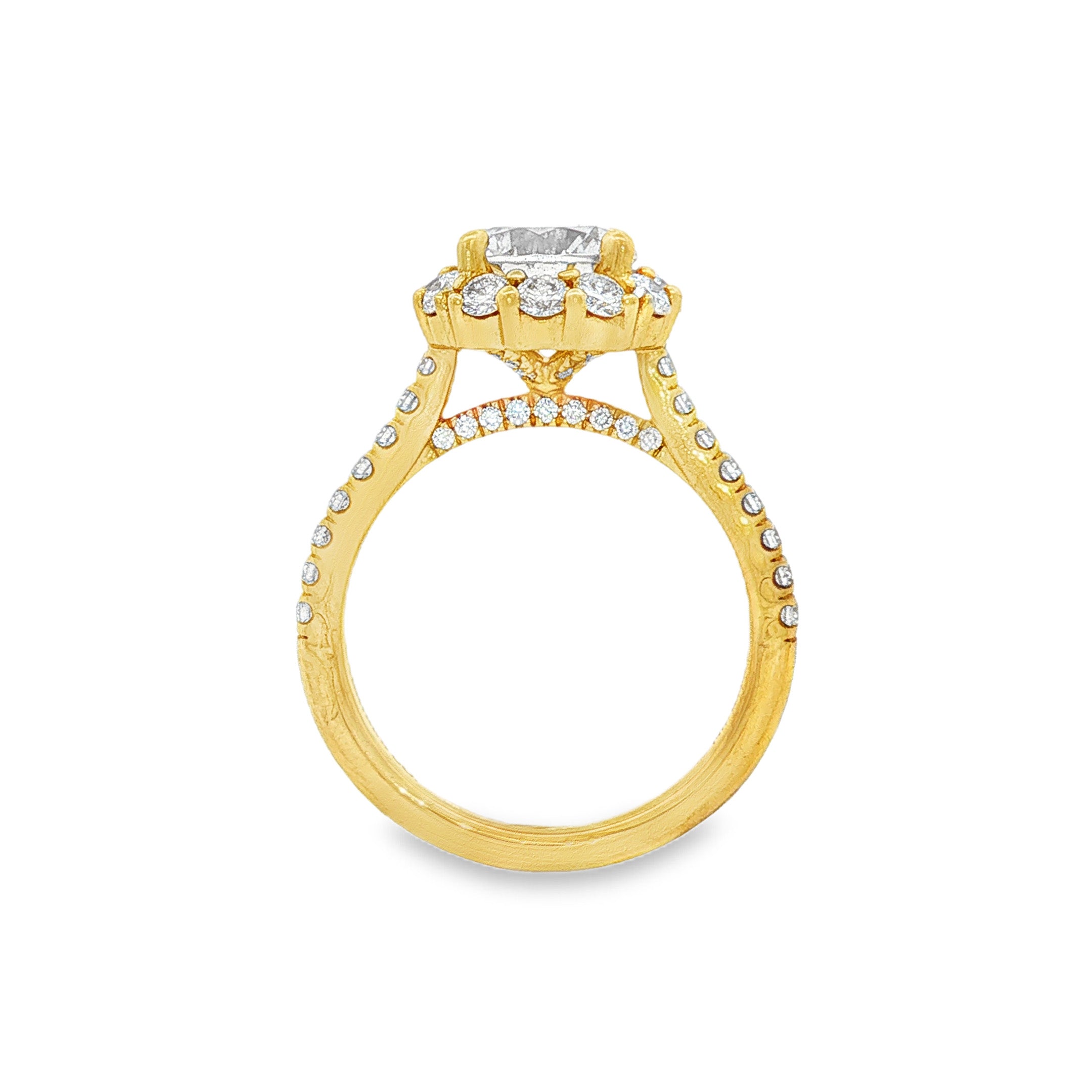 14K Yellow Gold Charmaine Halo Round Diamond Engagement Ring