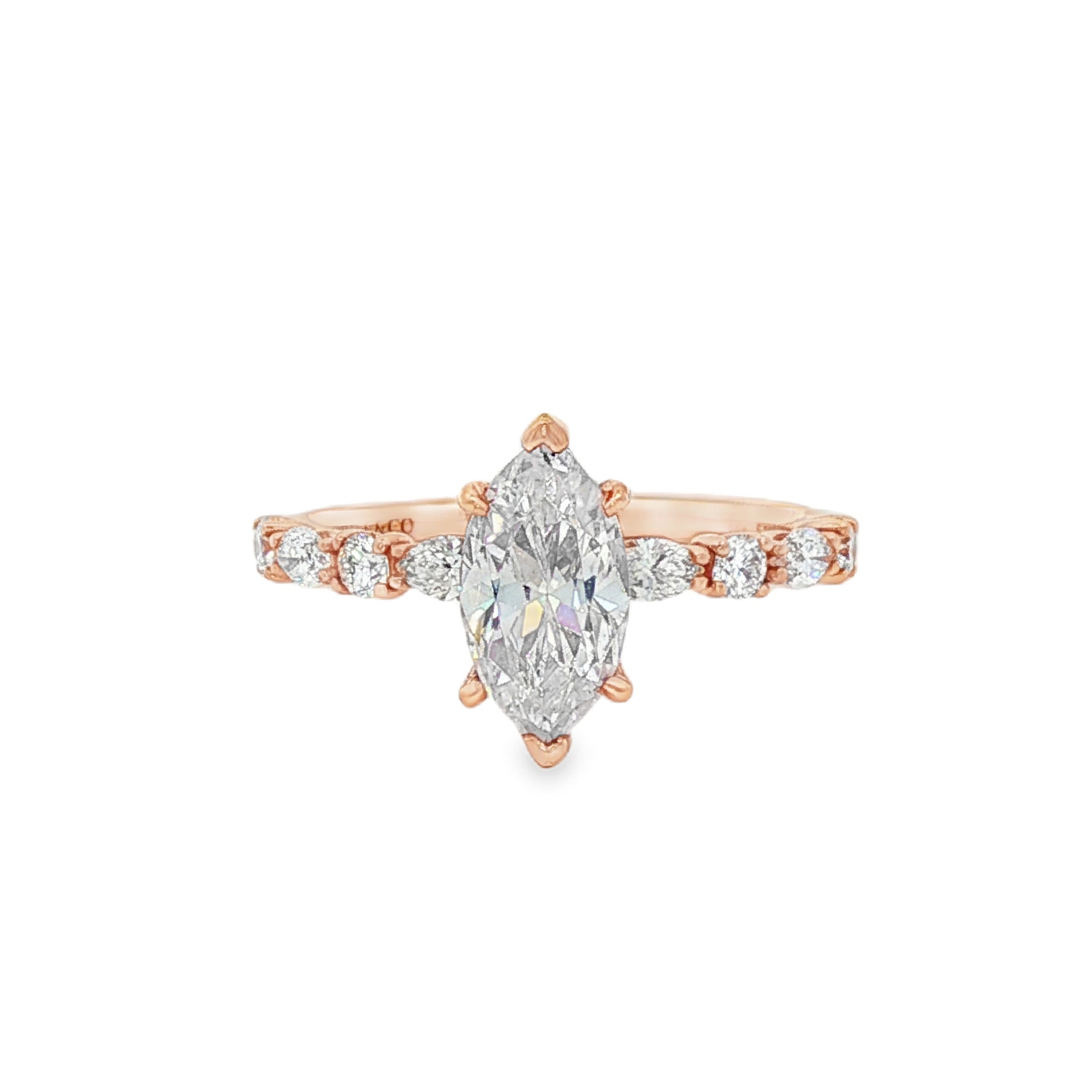 14K Rose Gold Juliet Hidden Halo Marquise Natural Diamonds Engagement Ring