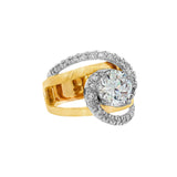 14K White And Yellow Gold Contemporary Round Diamond Engagement Ring