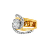14K White And Yellow Gold Contemporary Round Diamond Engagement Ring