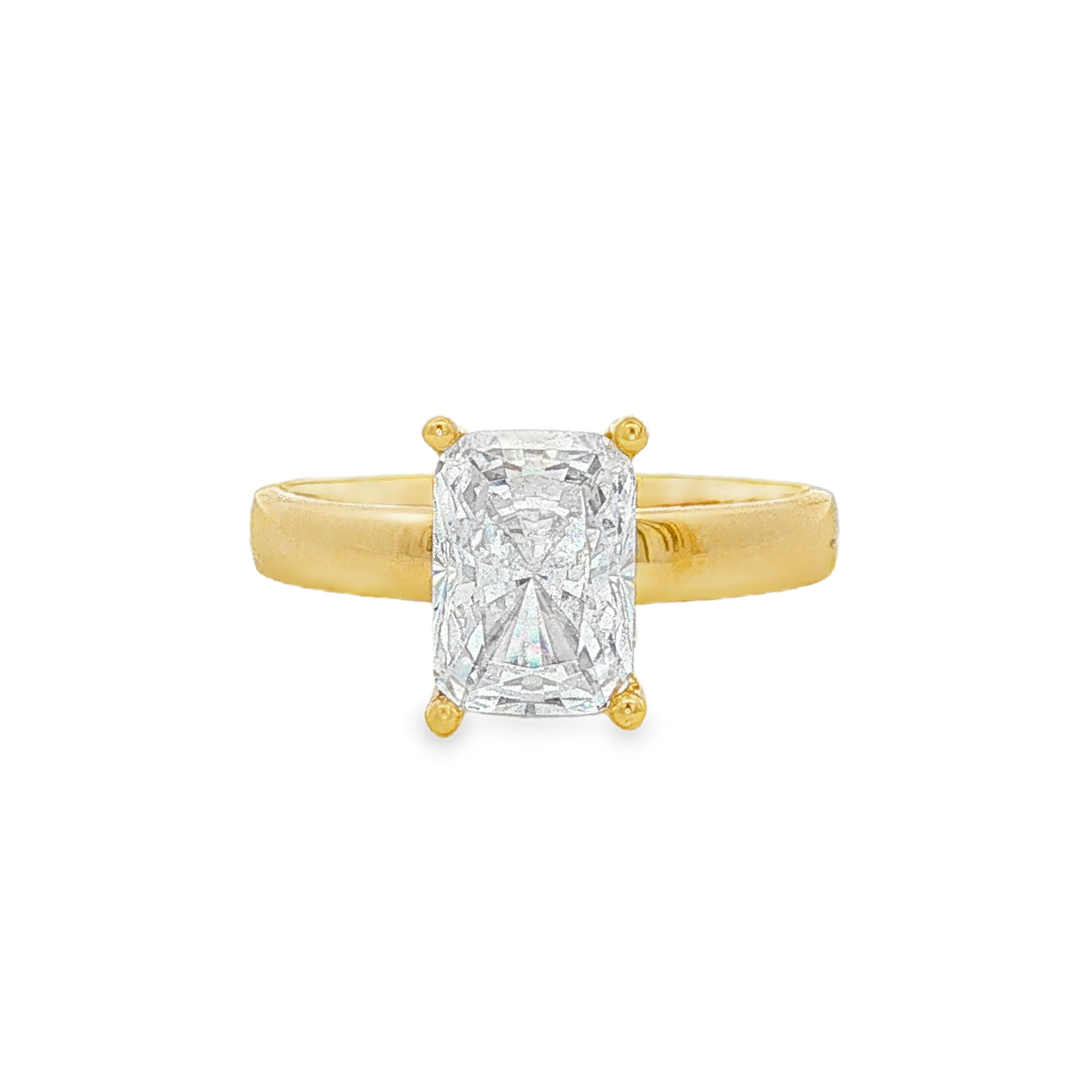 14K Yellow Gold Hidden Halo Radiant Diamond Engagement Ring