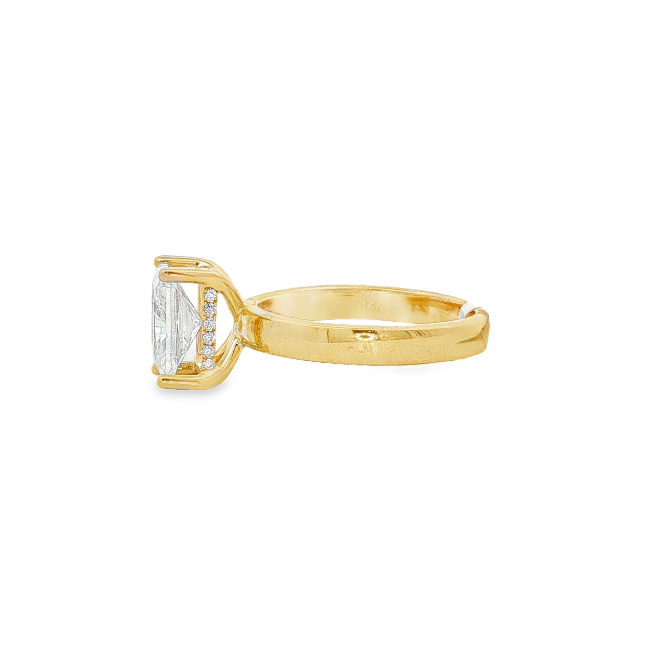 14K Yellow Gold Hidden Halo Radiant Diamond Engagement Ring