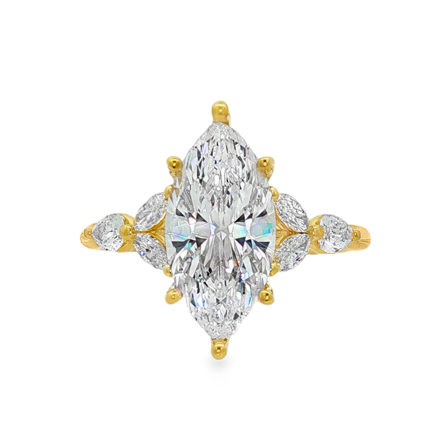 14K Yellow Gold Daylin Floral Marquise Natural Diamonds Engagement Ring