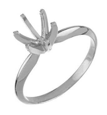 14K White Gold 4mm Round Center Solitaire Engagement Ring