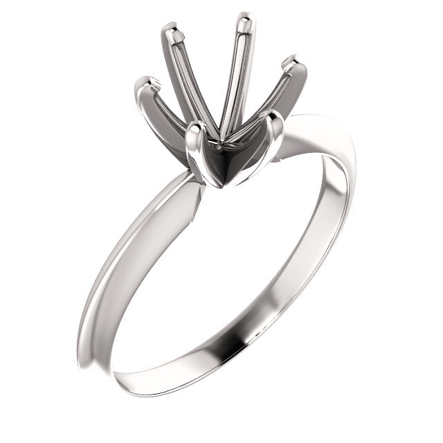 14K White Gold 6.6-7.2mm Round Center Solitaire Engagement Ring