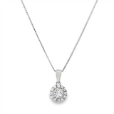 April Birthstone Pendant: Sterling Silver White Topaz Halo Pendant Necklace