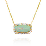 18K Yellow Gold Opal Halo Necklace