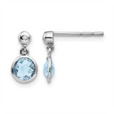 Sterling Silver Blue Topaz And Diamond Dangle Earrings