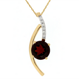 14K Yellow Gold Garnet Contemporary Pendant
