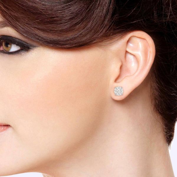 14K White Gold ‘Lovebright’ Diamond Cluster Earrings - Jewelers Touch