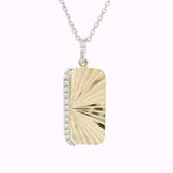 14K Yellow And White Gold Natural Diamonds Fluted Bar Pendant