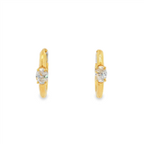 14K Yellow Gold 15Mm Round Huggie Natural Diamonds Hoop Earrings