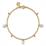 14K Yellow Gold Bujukan Beaded Pearl Droplet Bracelet