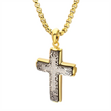 18K Yellow Gold IP Steel Zebra Lab Grown Diamond Cross Pendant