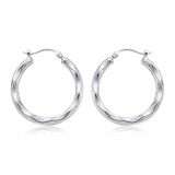 Sterling Silver Embossed Shell Hoop Earring