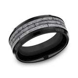 Black Titanium And Grey Tantalum Wood Planks 8mm Wedding Band