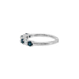 14K White Gold Round Sapphire And Diamond Classic Band