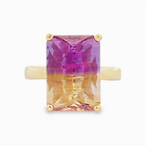 14K Yellow Gold Rectangular Ametrine Classic Ring