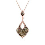 14K Rose Gold And Black Rhodium Finish Natural Diamonds Cluster Pendant Necklace