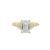 14K Yellow Gold 2.51Ct Emerald Cut Lab Grown Diamonds Organic Engagement Ring