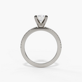 14K White Gold Classic Round Natural Diamonds Engagement Ring