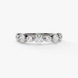 14K White Gold Modern Alternating Natural Diamonds Band