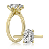 14K Yellow Gold 2.51Ct Cushion Lab Grown Diamonds Solitaire Engagement Ring