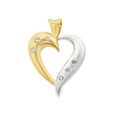 JT ESTATE 14K Two-Tone Natural Diamonds Heart Pendant