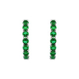 May Birthstone Sterling Silver Lab Grown Emerald Inside Out Earrings