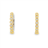 14K Yellow And White Gold Reversible 15Mm Round Huggie Lab Grown Diamonds Hoop Earrings