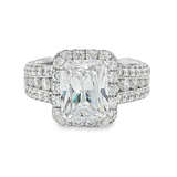 18K White Gold Halo Radiant Diamond Engagement Ring