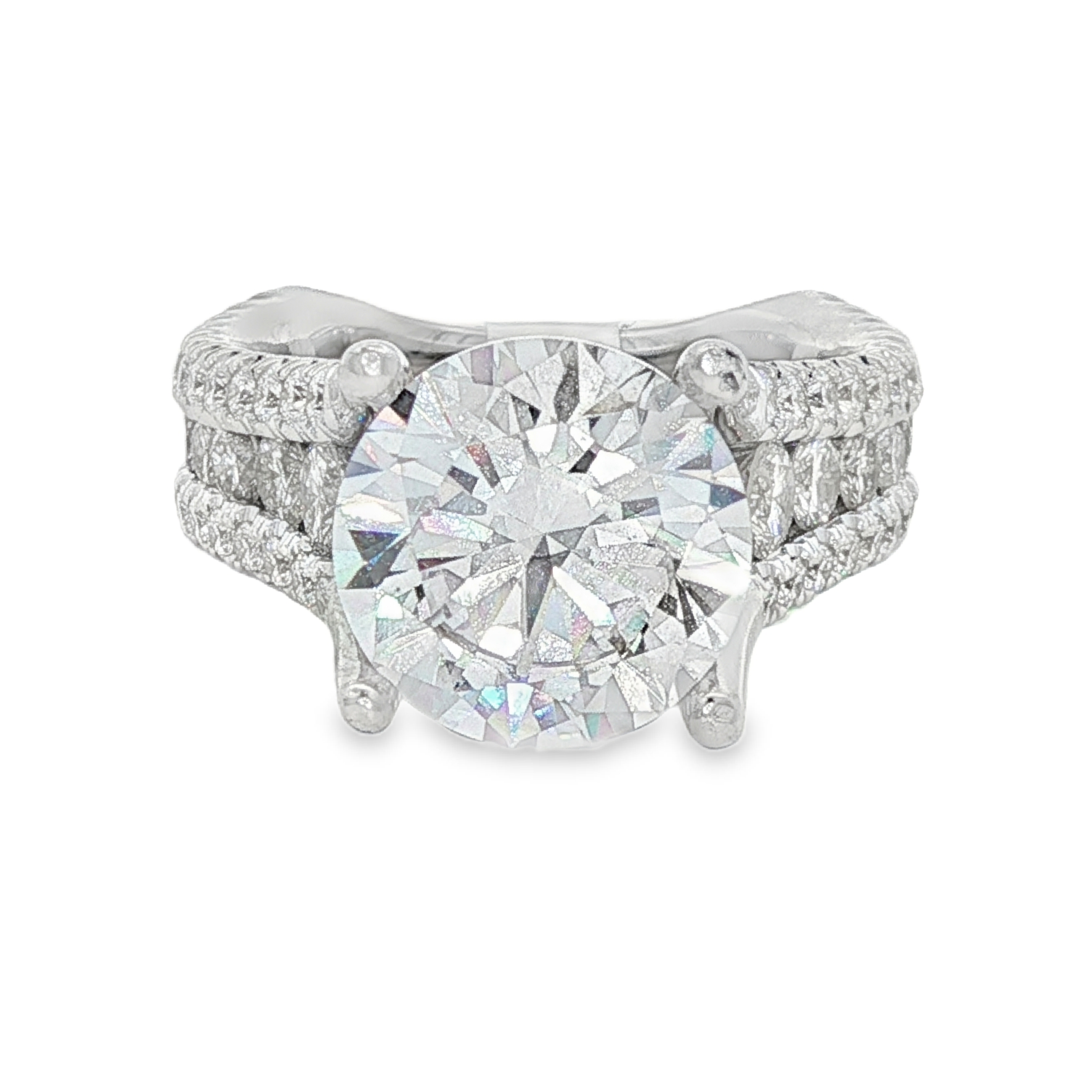 14K White Gold Hidden Halo Round Diamond Engagement Ring
