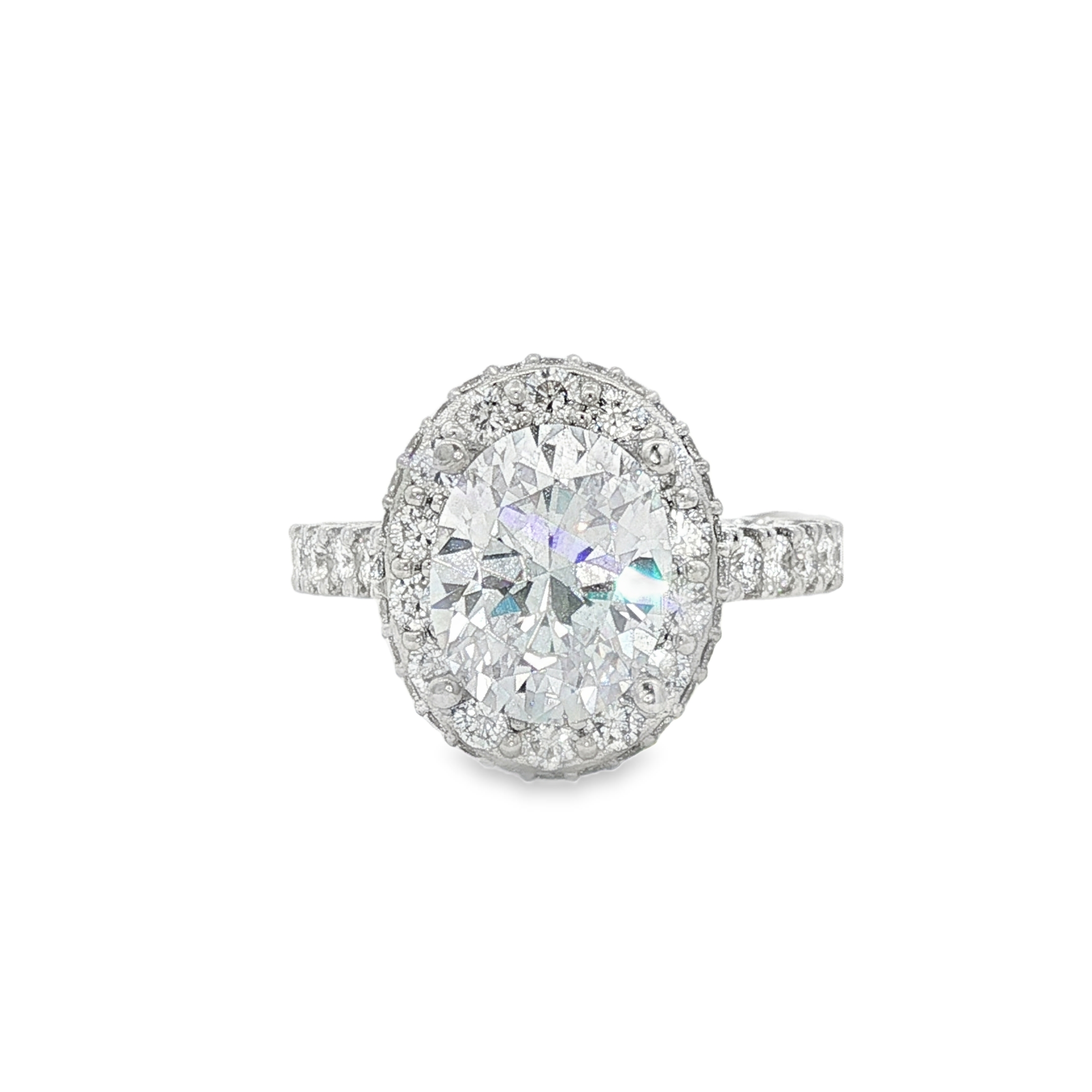 18K White Gold Double Halo Oval Diamond Engagement Ring