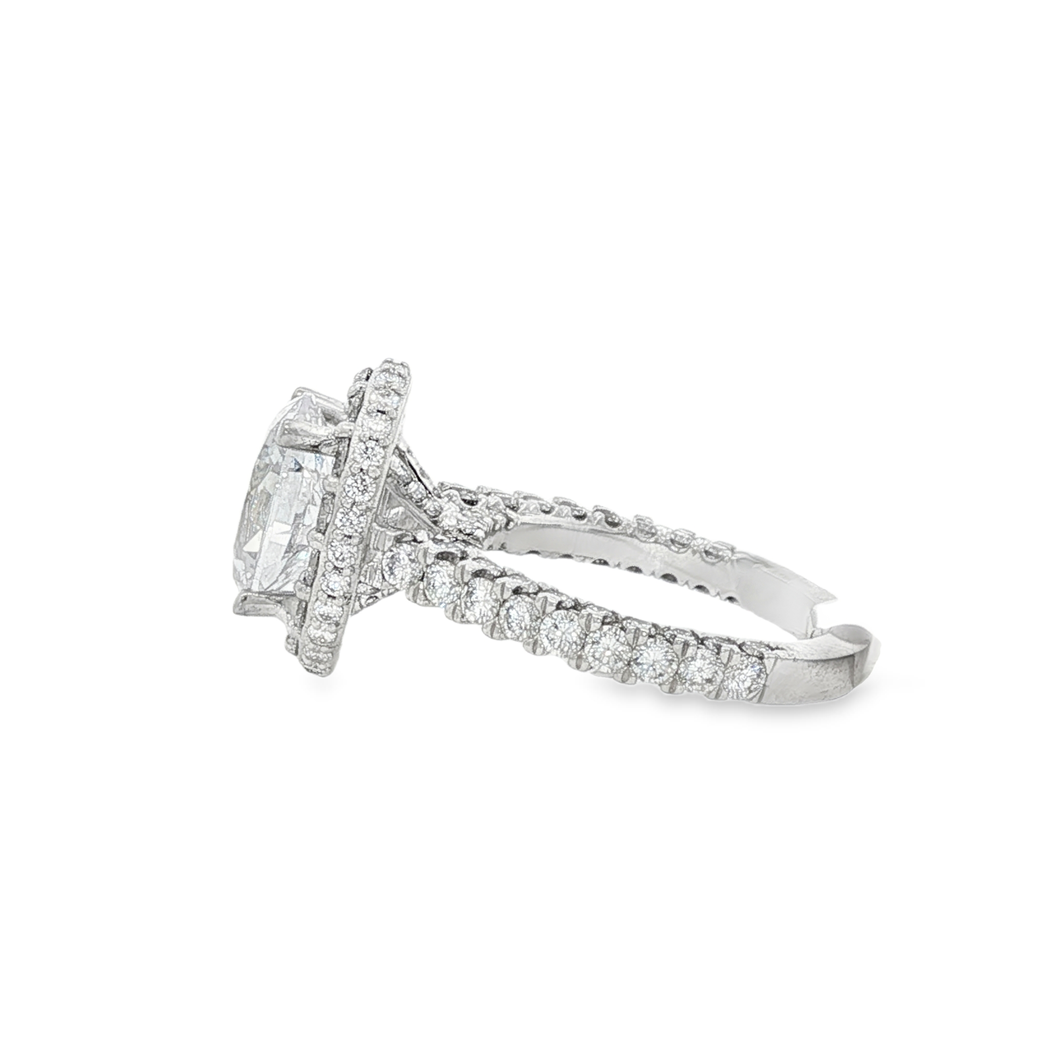 18K White Gold Double Halo Oval Diamond Engagement Ring