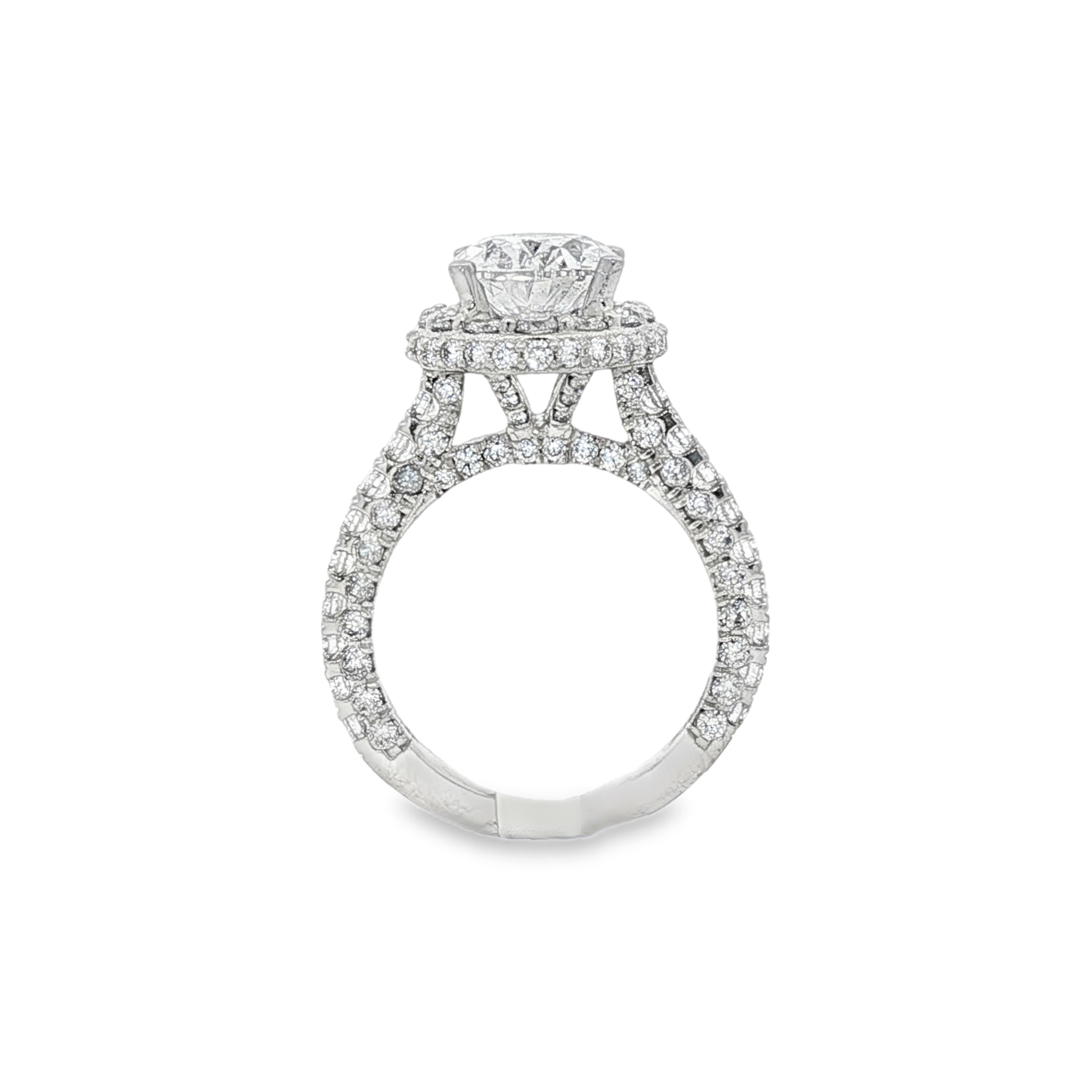 18K White Gold Double Halo Oval Diamond Engagement Ring