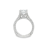 18K White Gold Wide Band Emerald Cut Diamond Engagement Ring