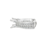 18K White Gold Wide Band Round Diamond Engagement Ring