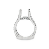 18K White Gold Wide Band Round Diamond Engagement Ring