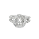 18K White Gold Halo Round Diamond Engagement Ring