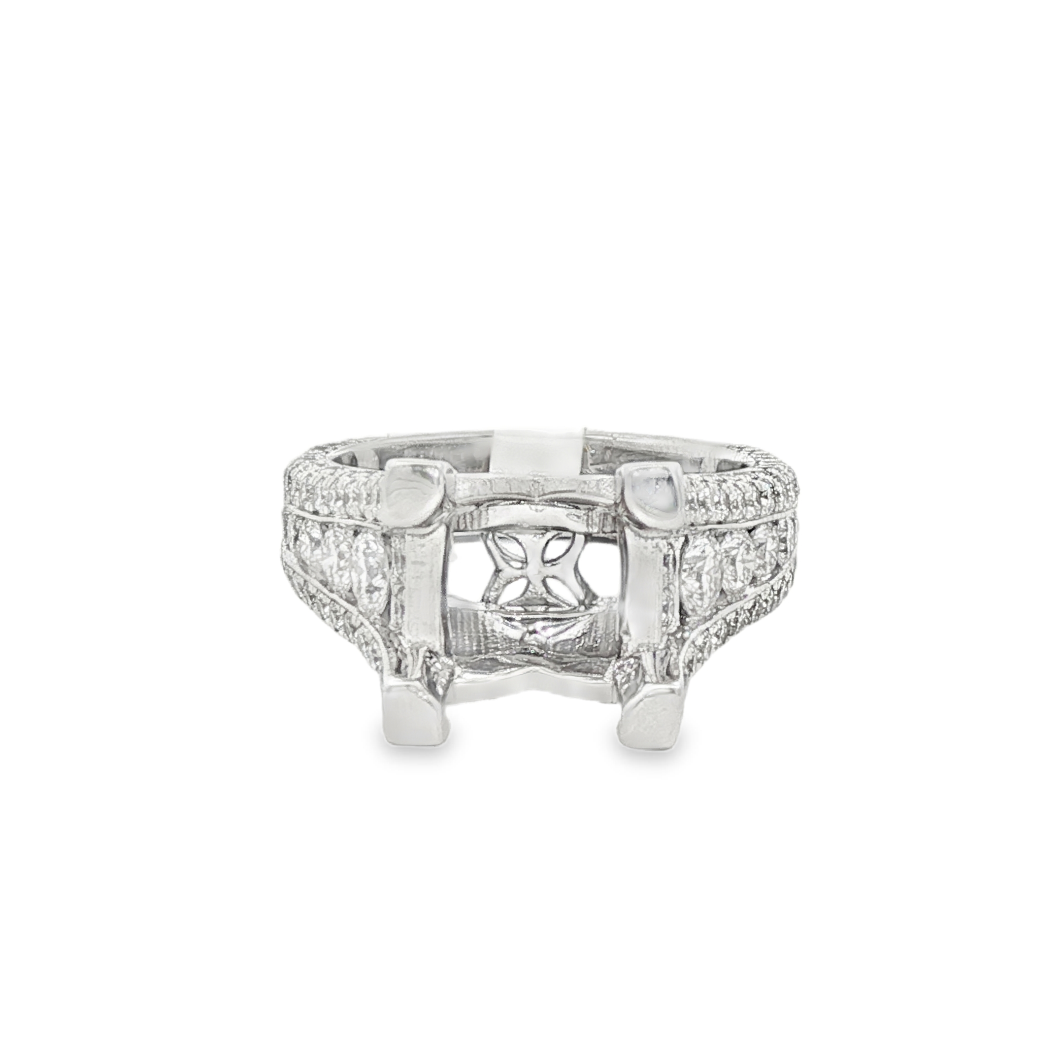 14K White Gold Contemporary Round Diamond Engagement Ring