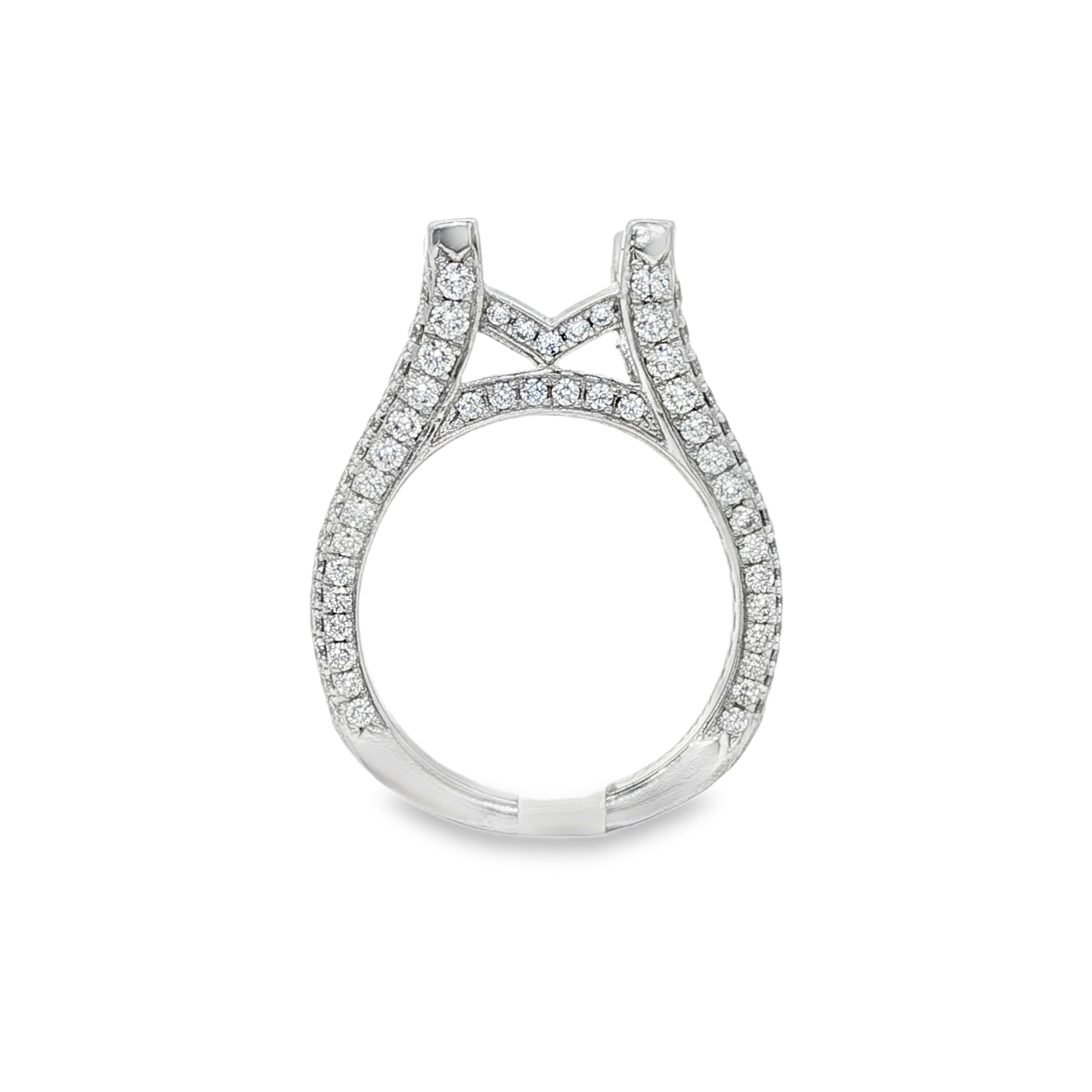 14K White Gold Contemporary Round Diamond Engagement Ring