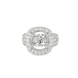 18K White Gold Halo Round Natural Diamonds Engagement Ring